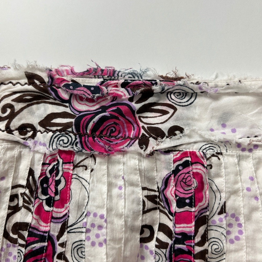 Chaudry KC Bohemian Floral Skirt Pink Brown Cotton Size Medium - Picture 9 of 11